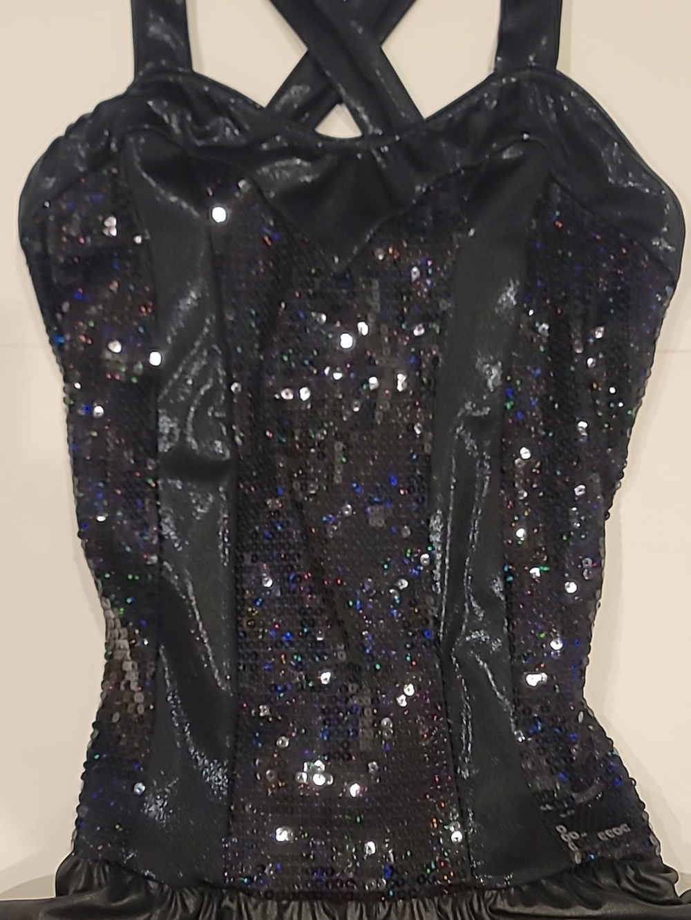Black Sequin Ruffle Tiered Dress Large 12/14 - Picture 6 of 11